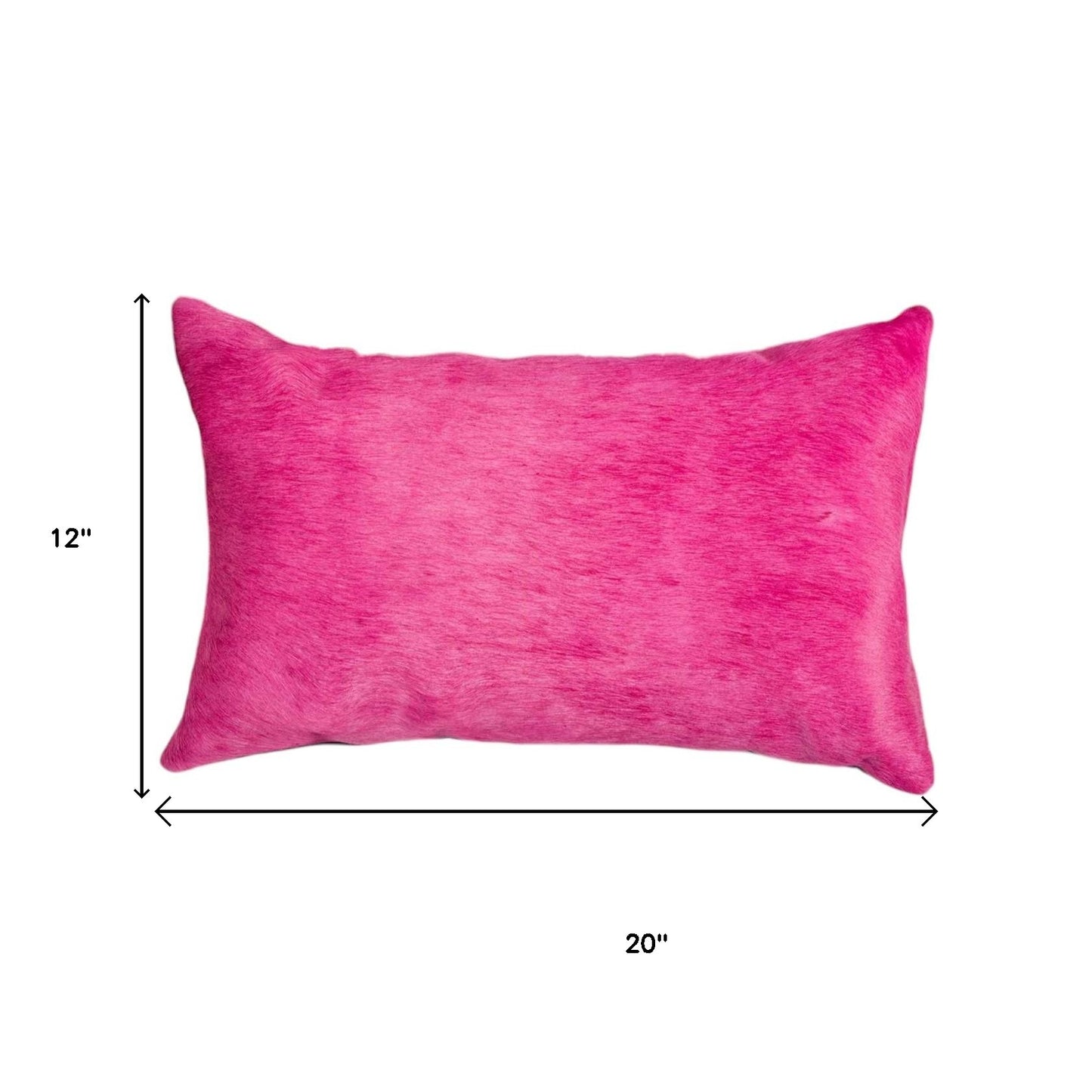 Set of Two 12" X 20" Fuchsia Cowhide Lumbar Throw Pillows - Loft&Timber
