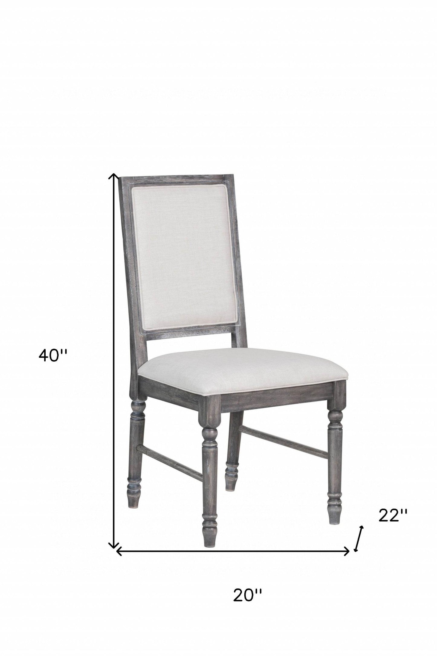 Set of Two Cream and Gray Upholstered Linen Dining Side Chairs - Loft&Timber
