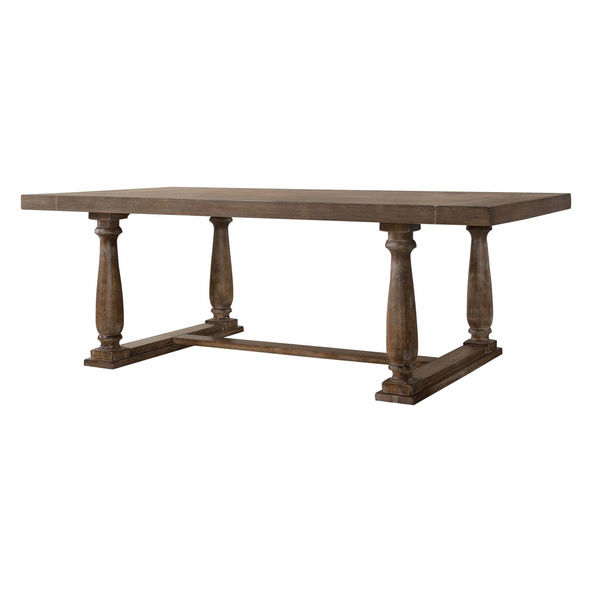 84" Brown Solid Wood Trestle Base Dining Table - Loft&Timber