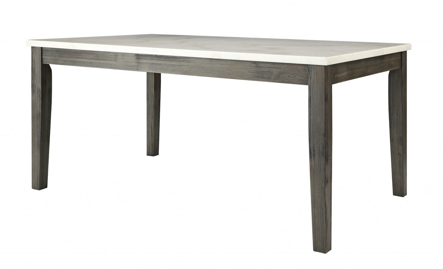 64" White And Gray Marble And Solid Wood Dining Table - Loft&Timber