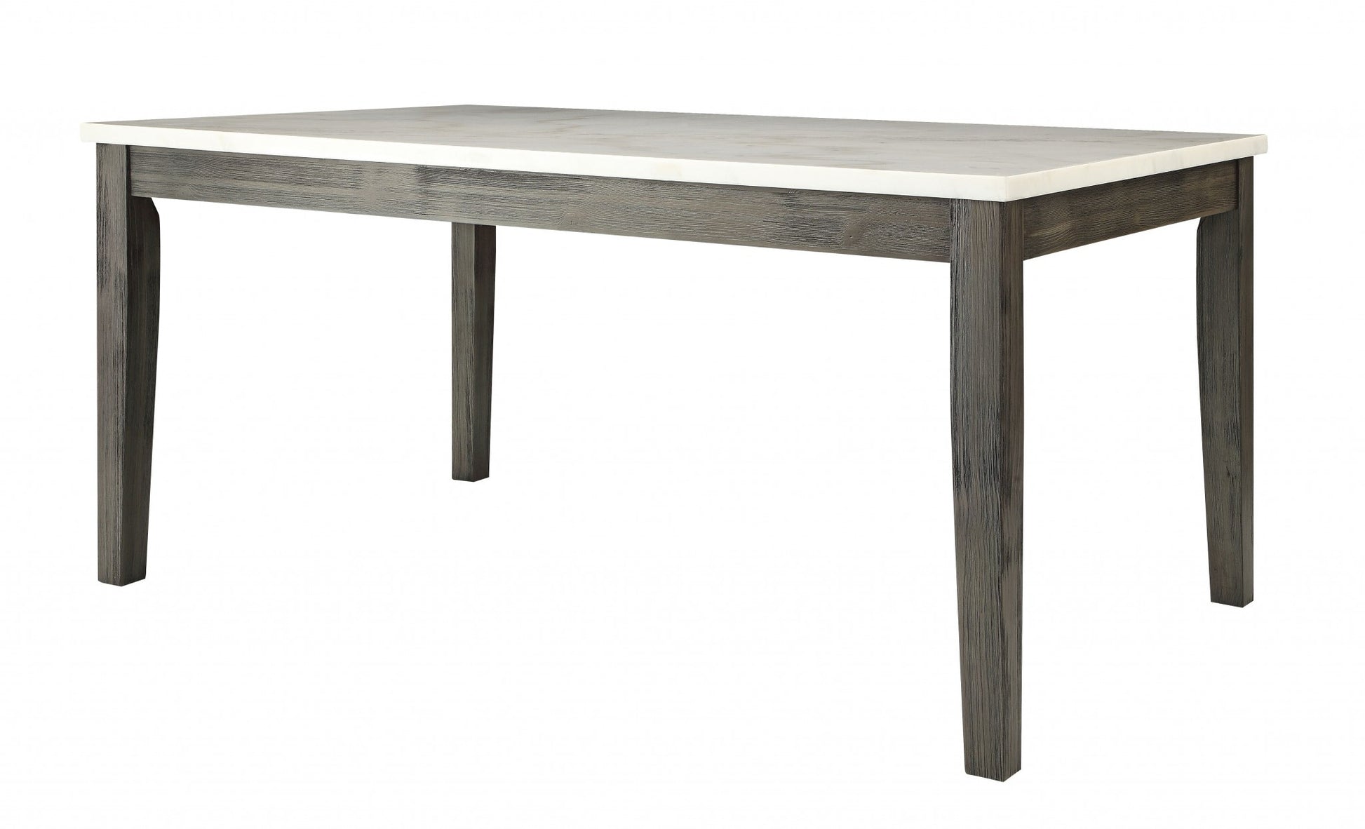 64" White And Gray Marble And Solid Wood Dining Table - Loft&Timber