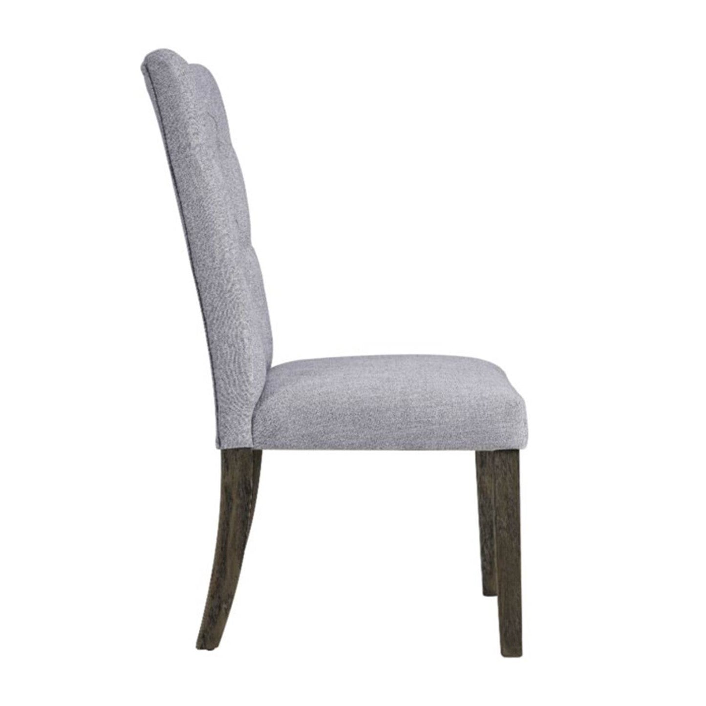 Set of Two Tufted Gray Upholstered Fabric Dining Side Chairs - Loft&Timber