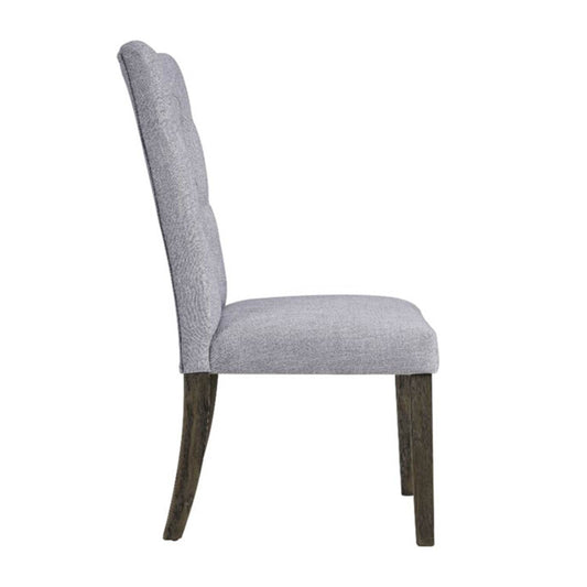 Set of Two Tufted Gray Upholstered Fabric Dining Side Chairs - Loft&Timber