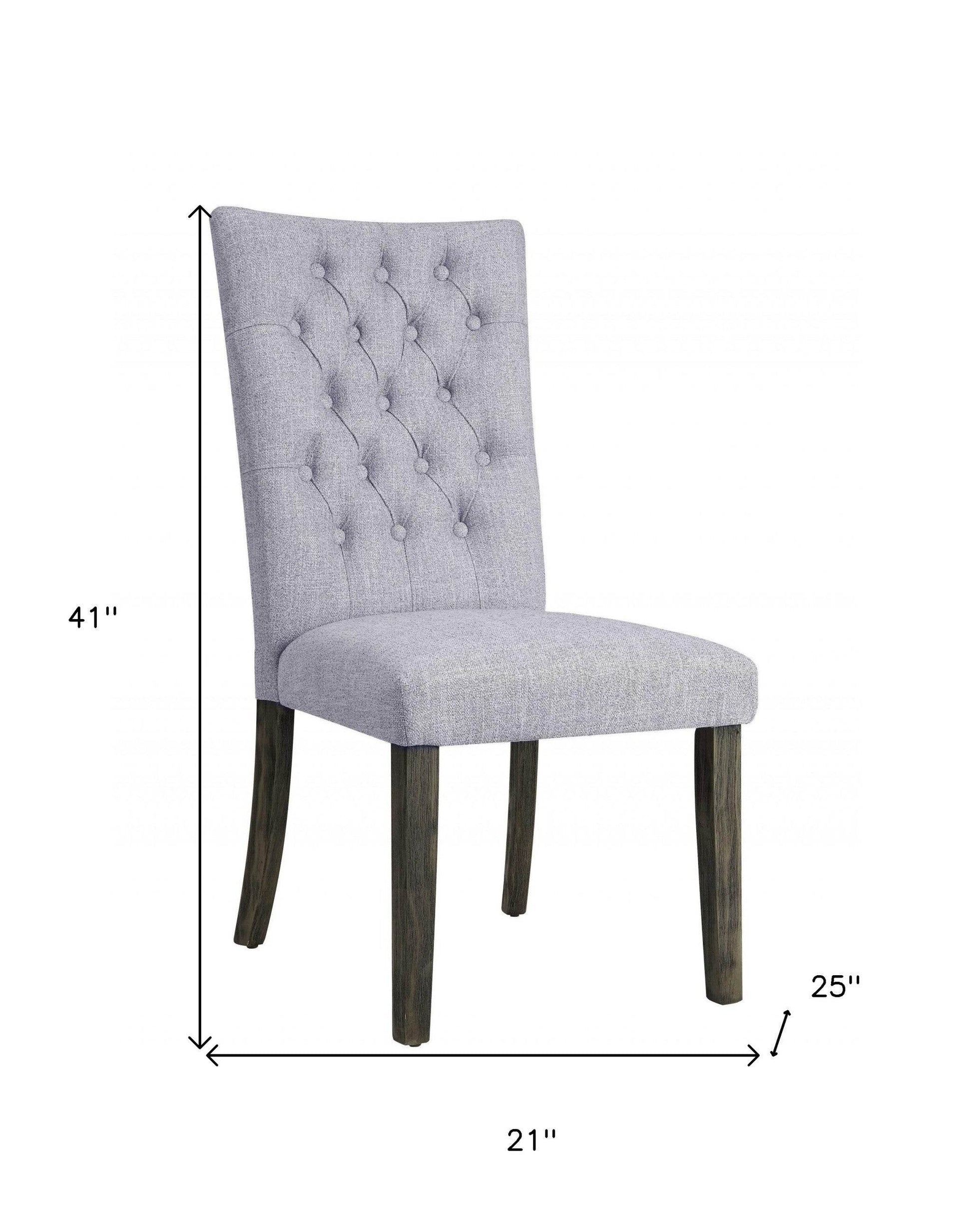 Set of Two Tufted Gray Upholstered Fabric Dining Side Chairs - Loft&Timber