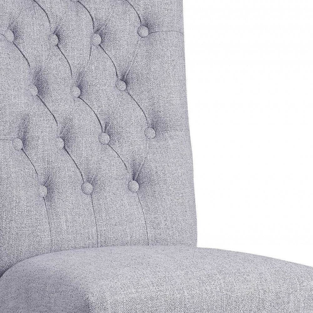 Set of Two Tufted Gray Upholstered Fabric Dining Side Chairs - Loft&Timber