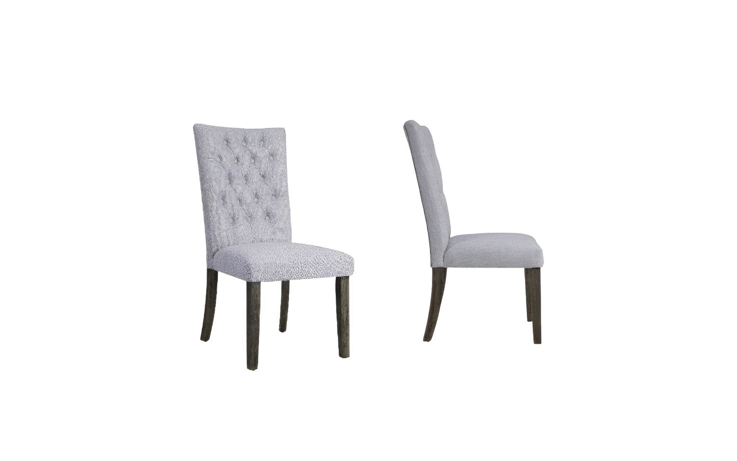 Set of Two Tufted Gray Upholstered Fabric Dining Side Chairs - Loft&Timber