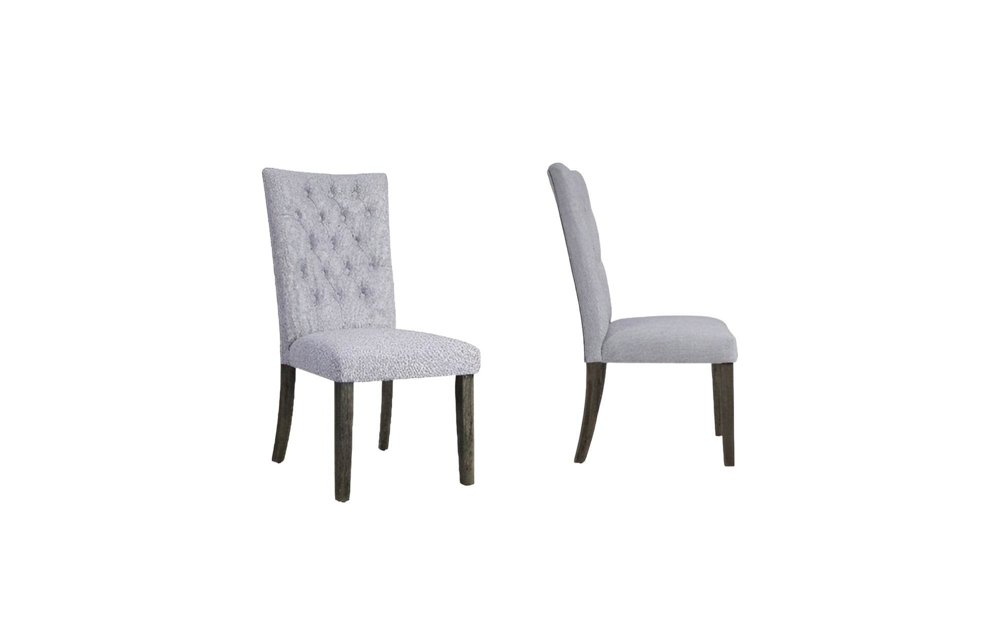 Set of Two Tufted Gray Upholstered Fabric Dining Side Chairs - Loft&Timber