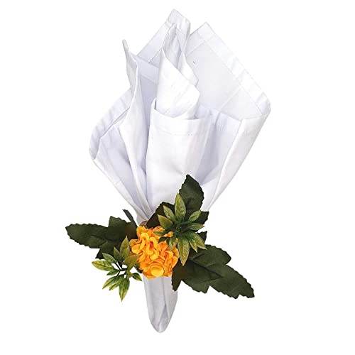 Charlo's Set of 4 Sunshine Yellow Chrysanthemum Charm Napkin Rings for dining table decor - Loft&Timber