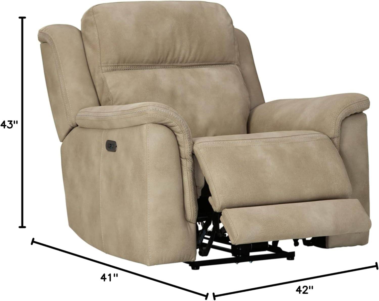 Next-Gen Durapella Power Recliner with Adjustable Headrest, Beige - Loft&Timber