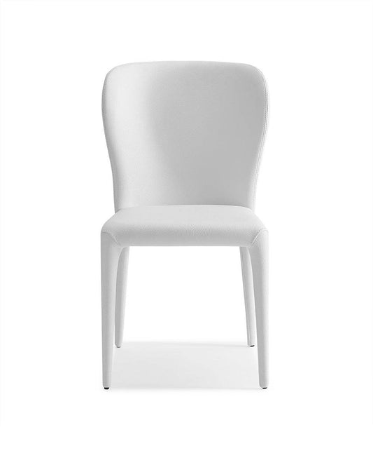 Set of Two White Upholstered Faux Leather Dining Side Chairs - Loft&Timber
