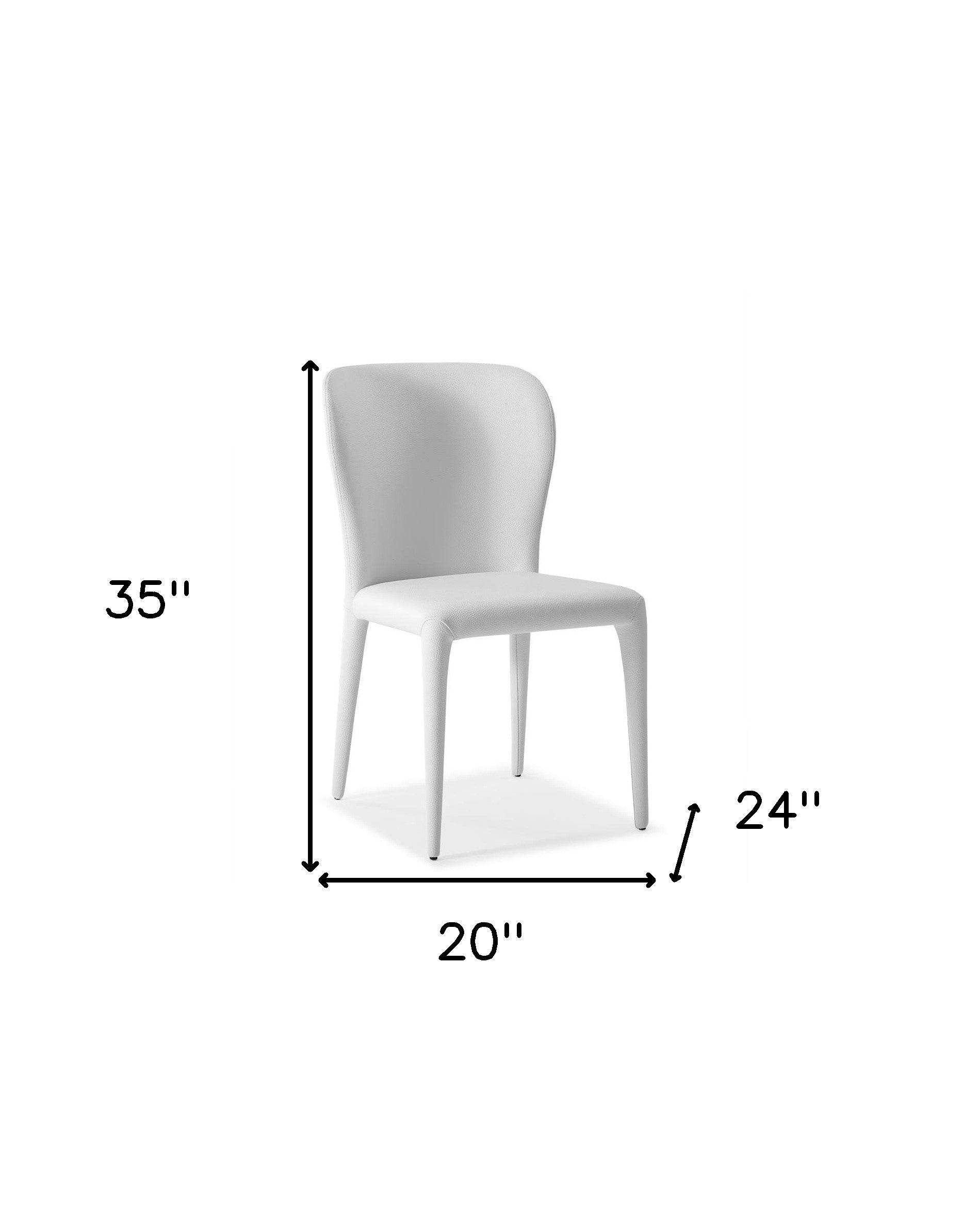 Set of Two White Upholstered Faux Leather Dining Side Chairs - Loft&Timber
