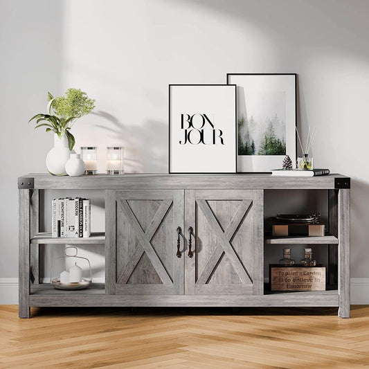 Farmhouse Grey TV Stand for 65″ TV - Loft&Timber