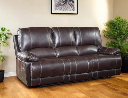 89" Brown Microfiber Reclining Sofa With Black Legs-0
