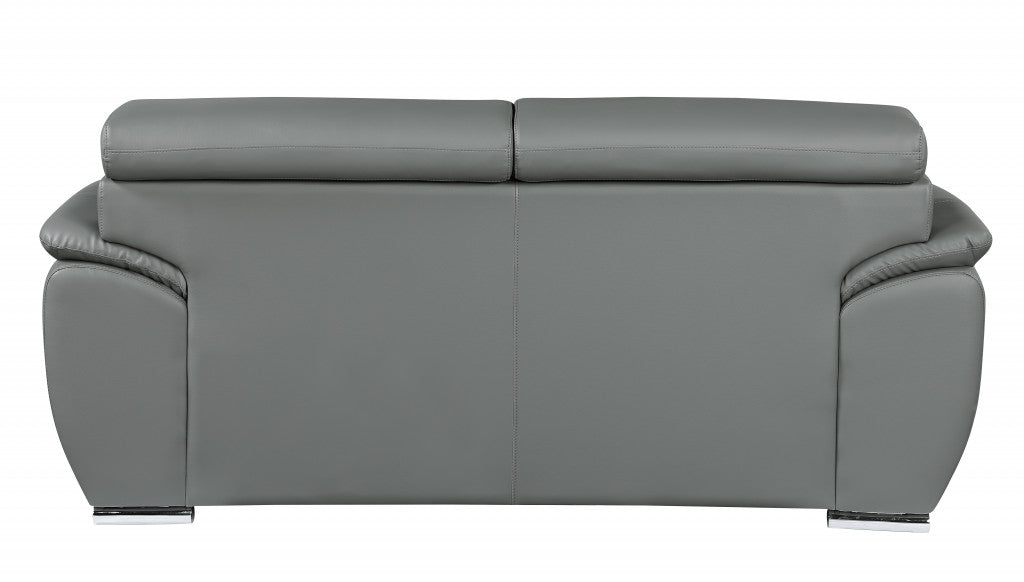 69" Gray And Silver Faux Leather Loveseat - Loft&Timber