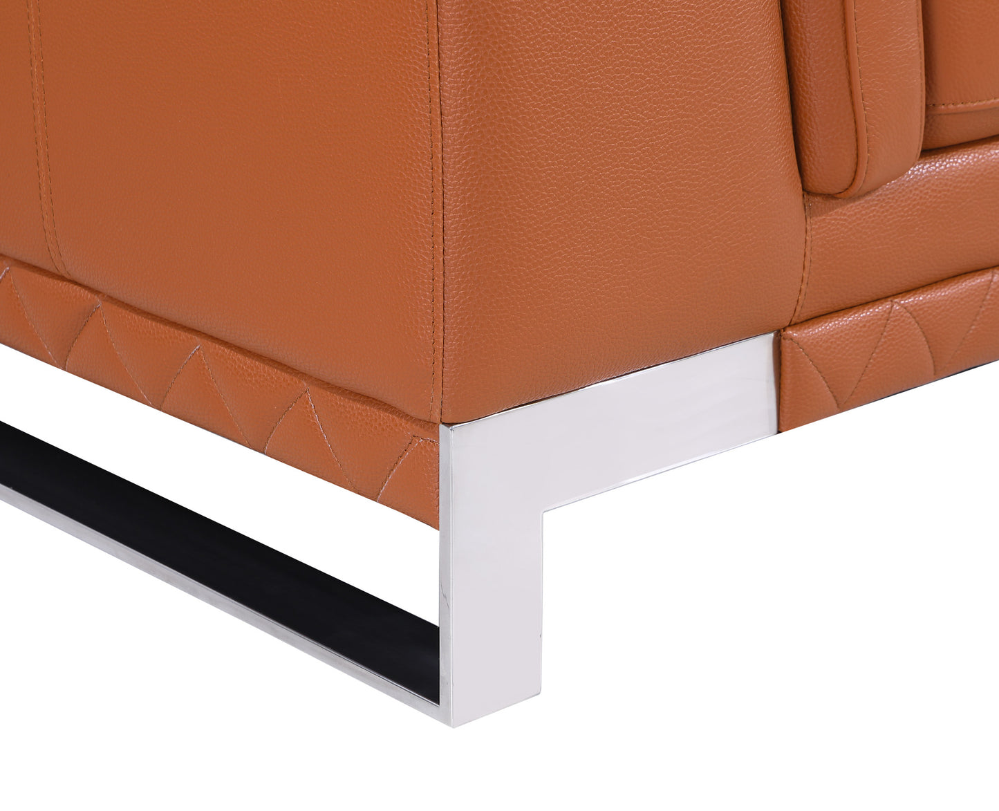 73" Camel And Silver Genuine Leather Loveseat - Loft&Timber