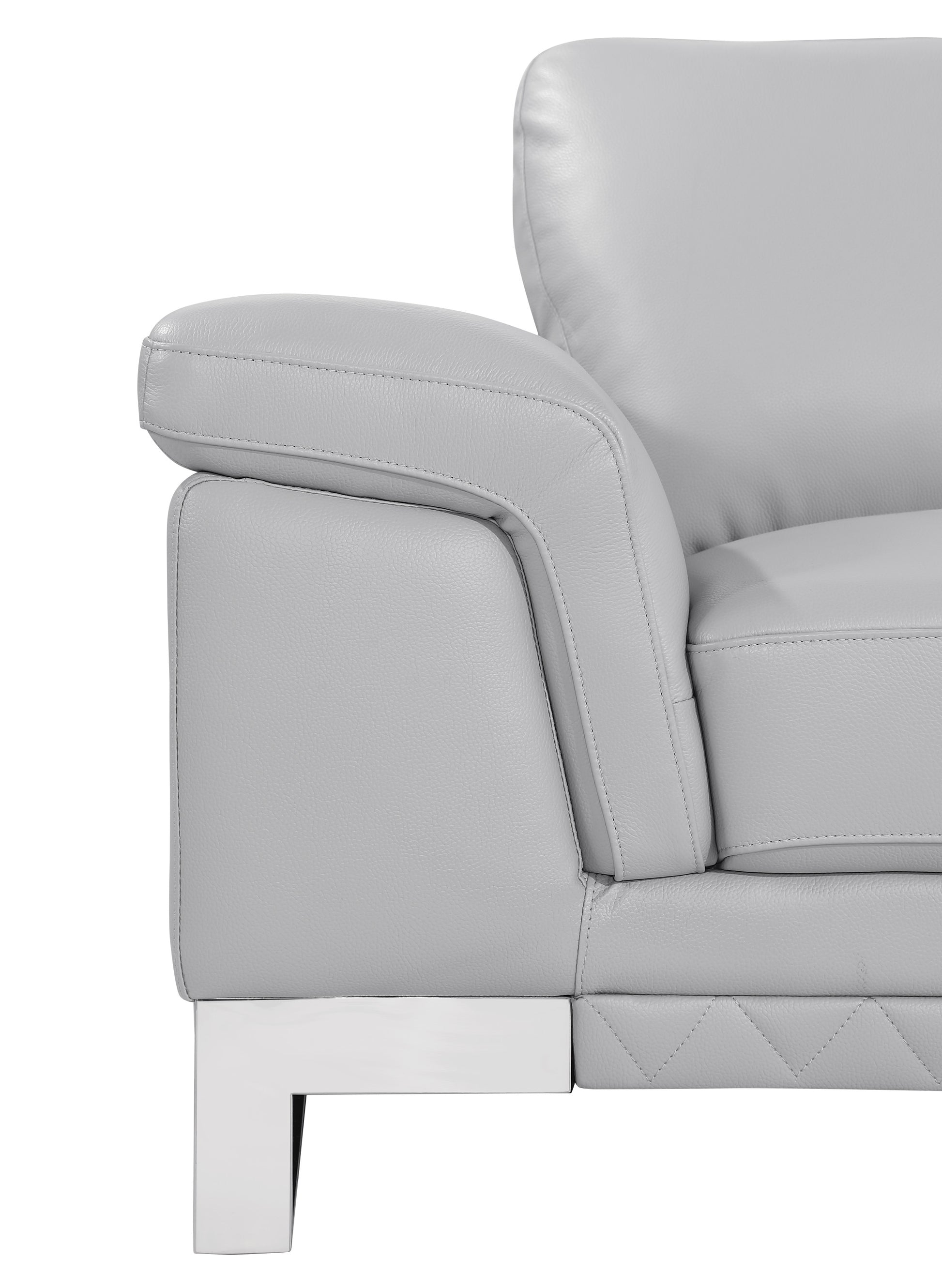 73" Light Gray And Silver Genuine Leather Loveseat - Loft&Timber