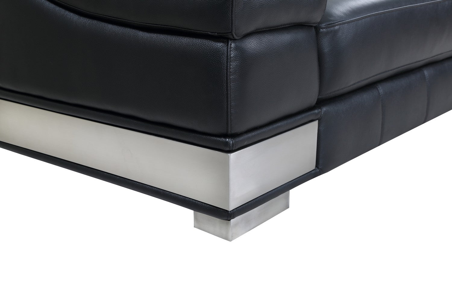 92" Black Italian Leather Sofa With Silver Legs-5