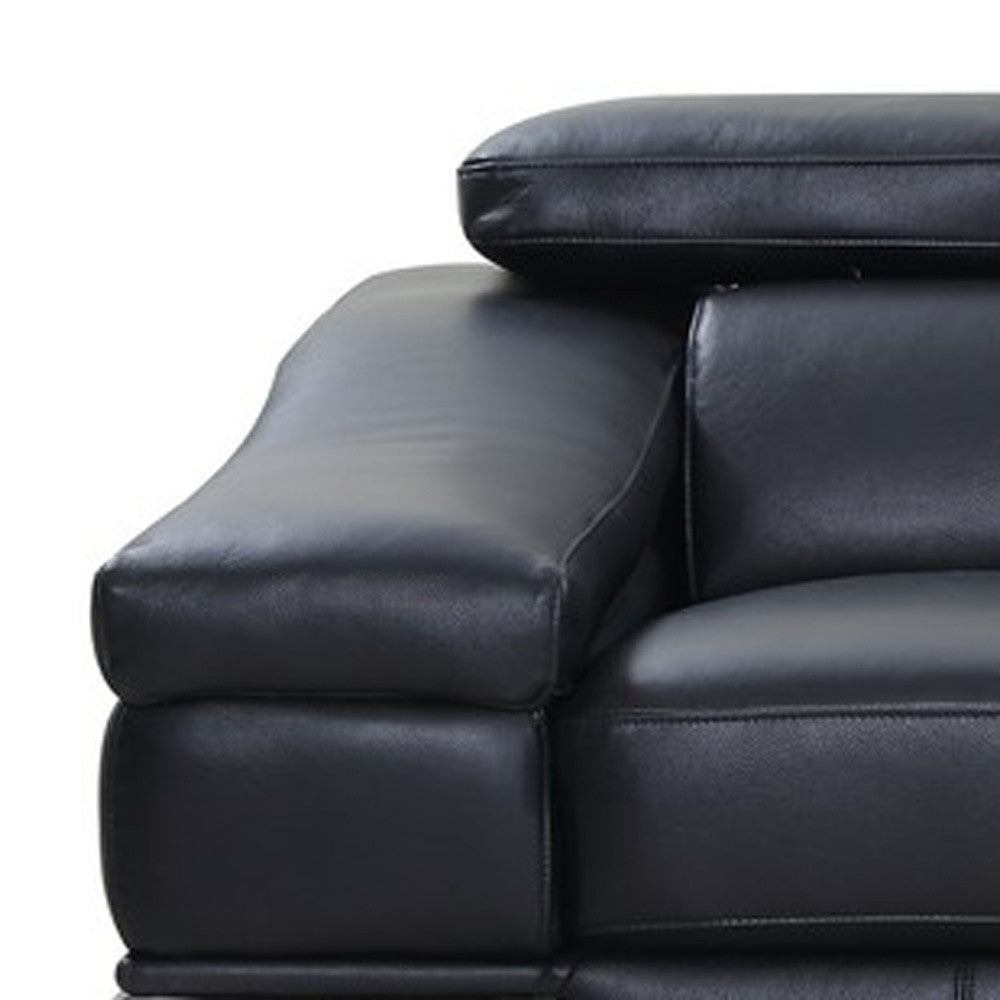 92" Black Italian Leather Sofa With Silver Legs-7