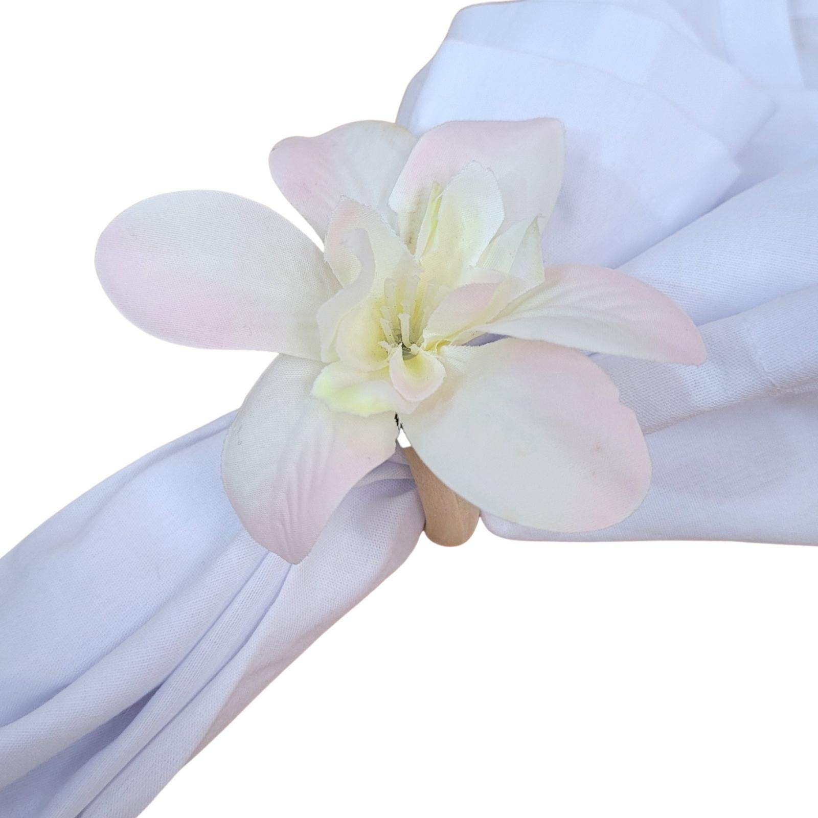 Sets 6 or 12 Mini Orchid Off White Mixed Rose Flower Napkin Rings - Loft&Timber