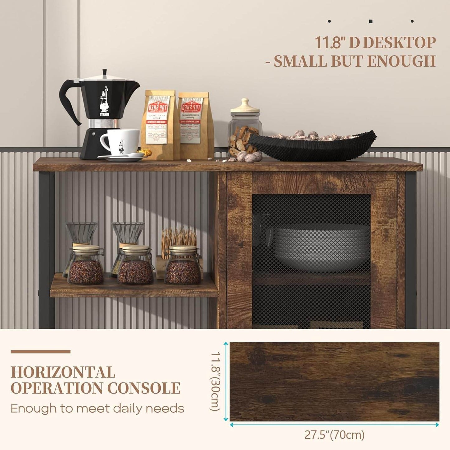 Mini Coffee Bar Cabinet Small Kitchen Buffet Farmhouse - Loft&Timber