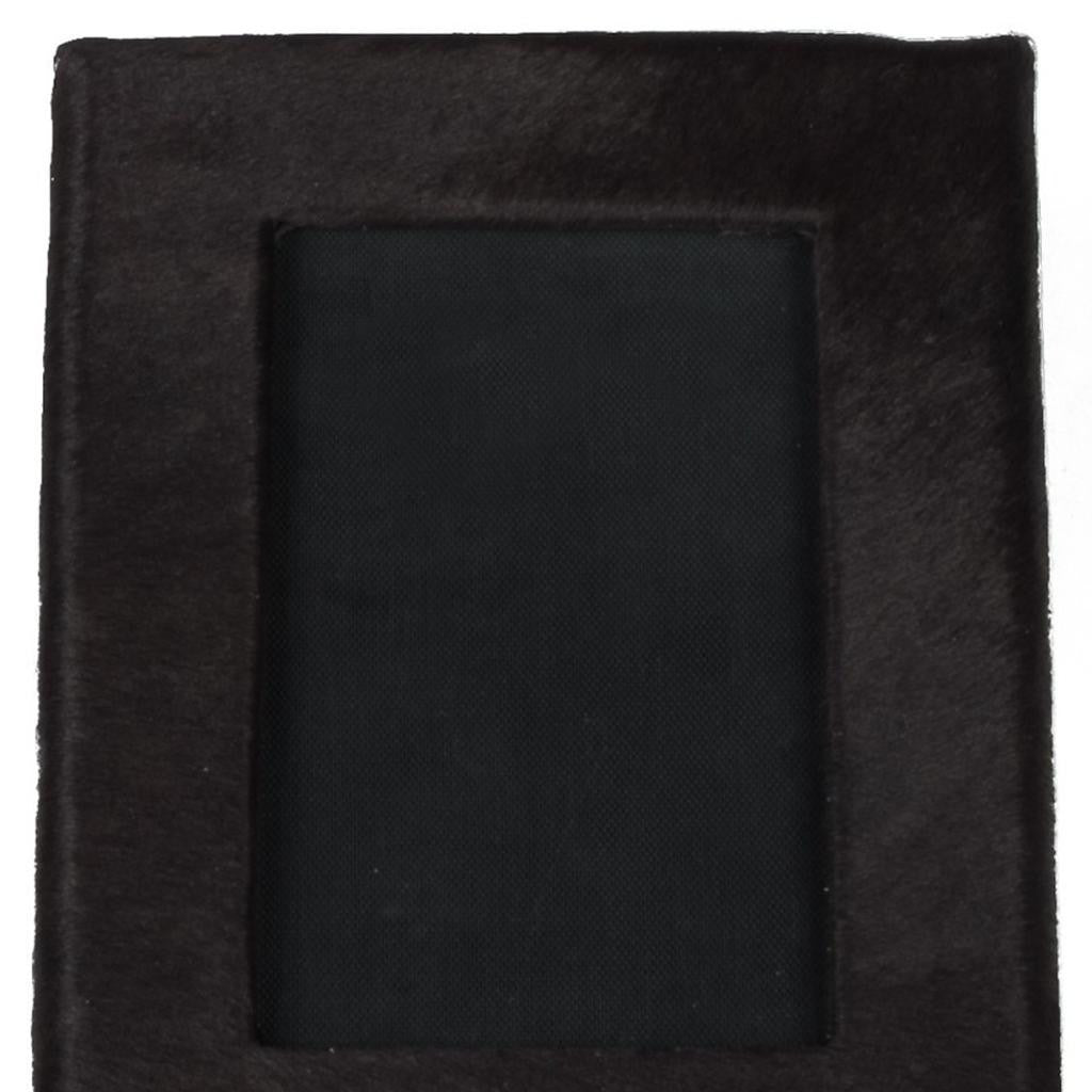 4" x 6" Black Cowhide Picture Frame with Mat - Loft&Timber