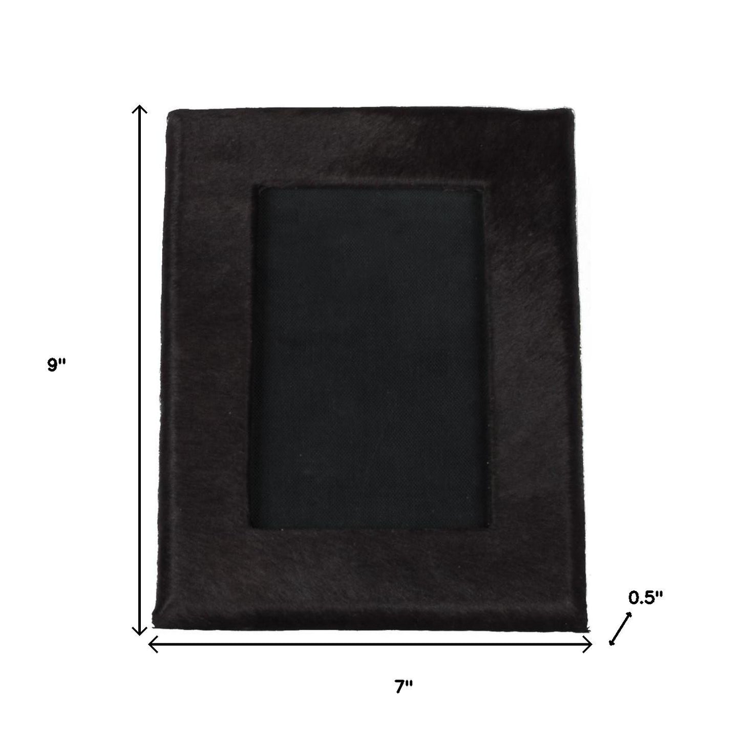 4" x 6" Black Cowhide Picture Frame with Mat - Loft&Timber