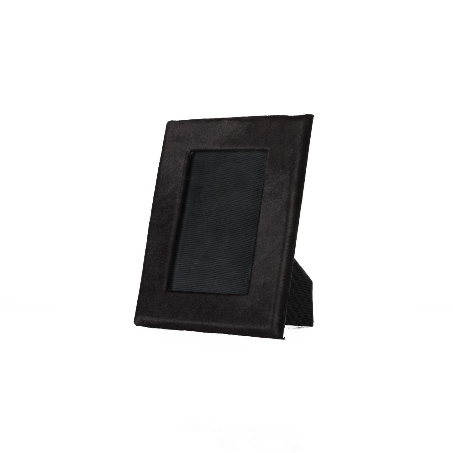 4" x 6" Black Cowhide Picture Frame with Mat - Loft&Timber