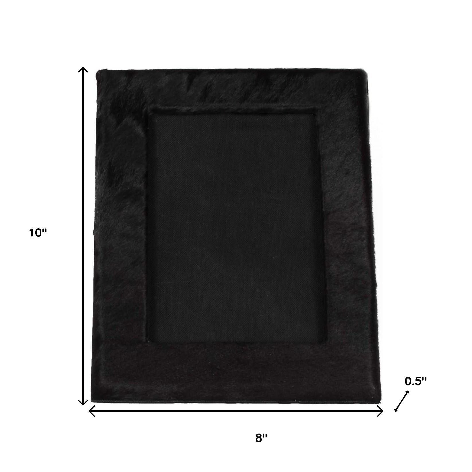 5" x 7" Black Cowhide Hanging & Tabletop Picture Frame with Mat - Loft&Timber