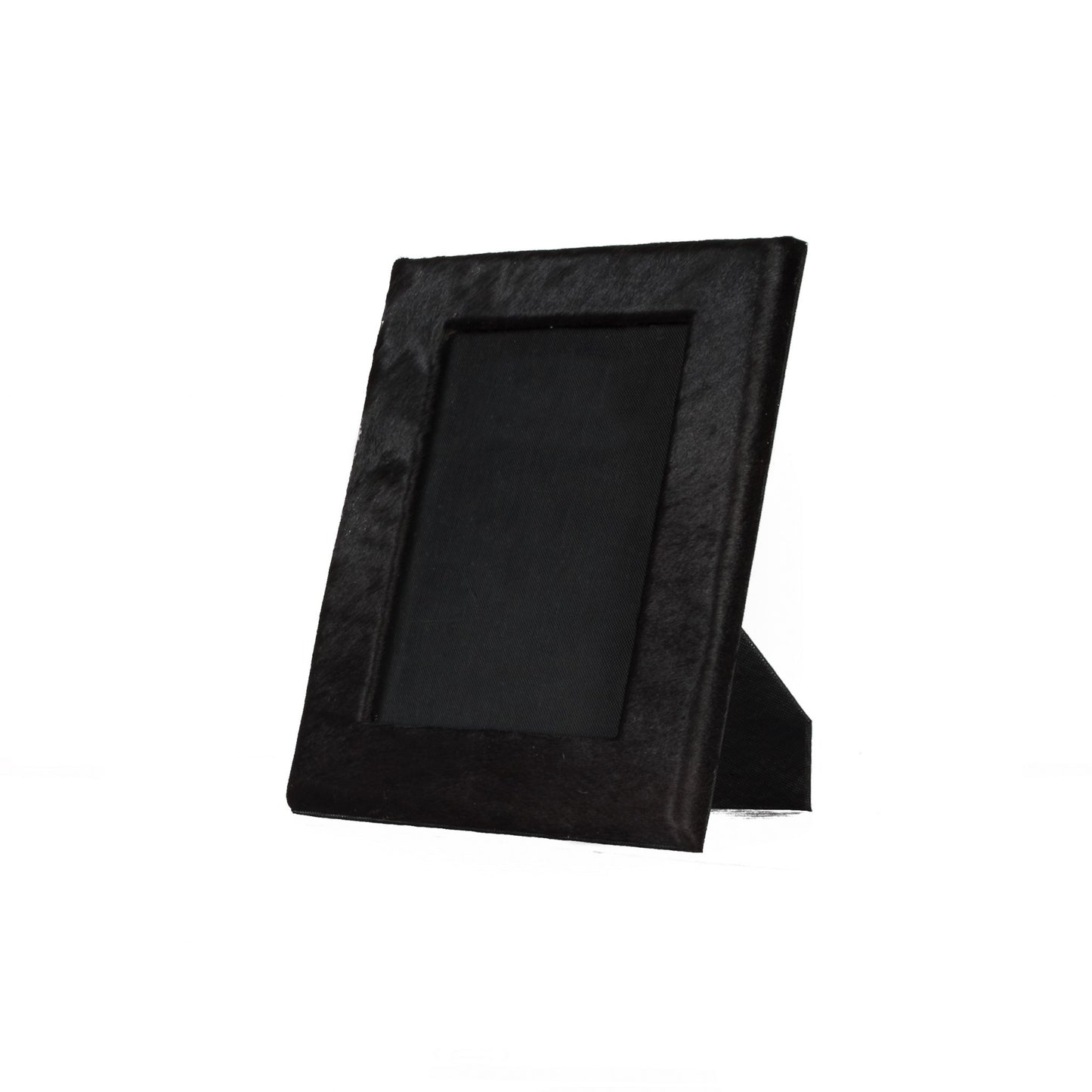 5" x 7" Black Cowhide Hanging & Tabletop Picture Frame with Mat - Loft&Timber
