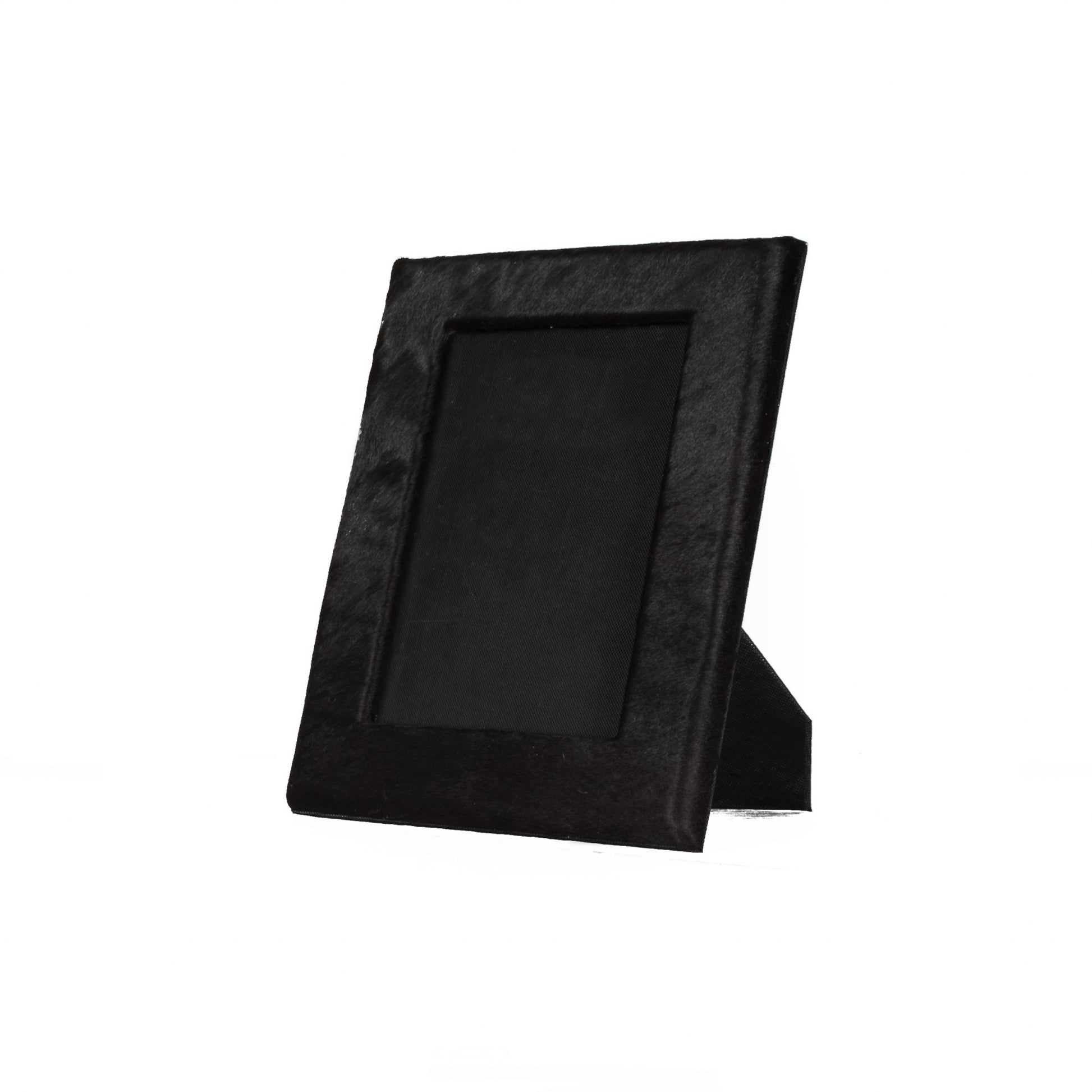 5" x 7" Black Cowhide Hanging & Tabletop Picture Frame with Mat - Loft&Timber