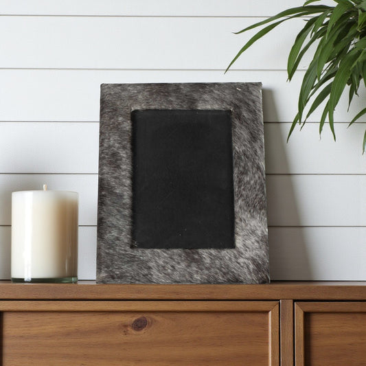 5" x 7" Gray Cowhide Hanging & Tabletop Picture Frame with Mat - Loft&Timber