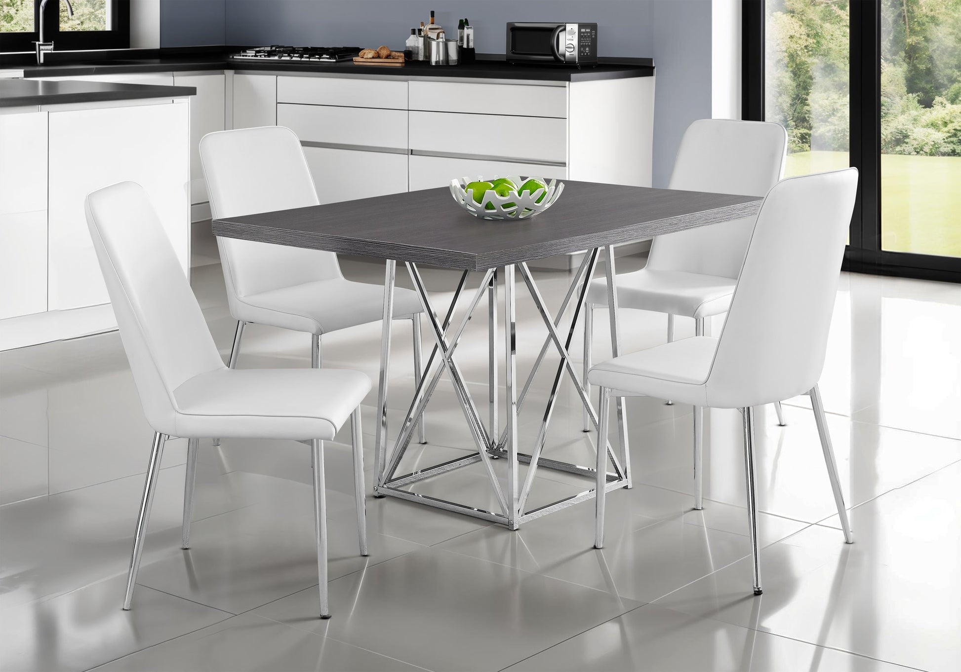 48" Taupe And Silver Metal Dining Table - Loft&Timber