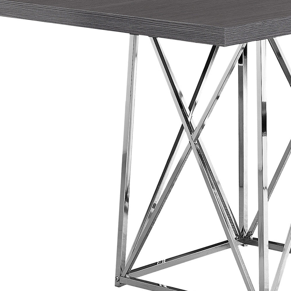 48" Taupe And Silver Metal Dining Table - Loft&Timber