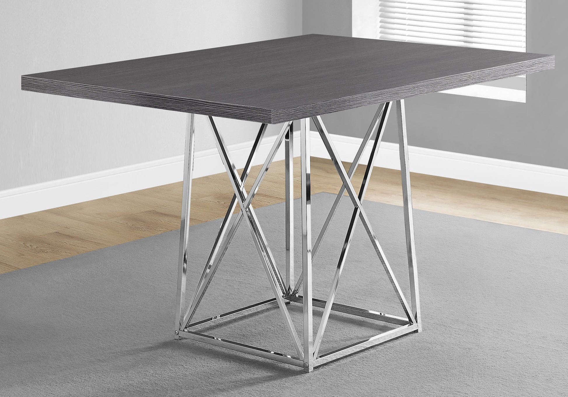 48" Taupe And Silver Metal Dining Table - Loft&Timber