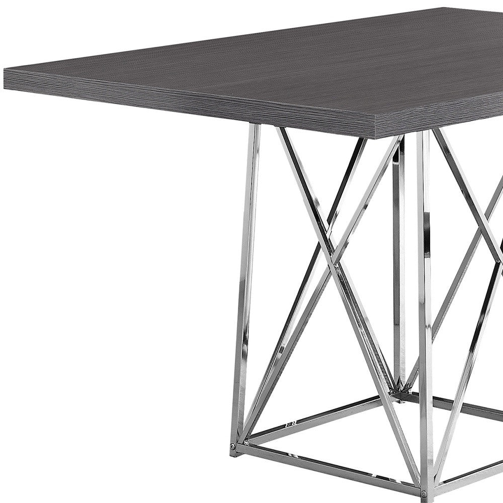 48" Taupe And Silver Metal Dining Table - Loft&Timber