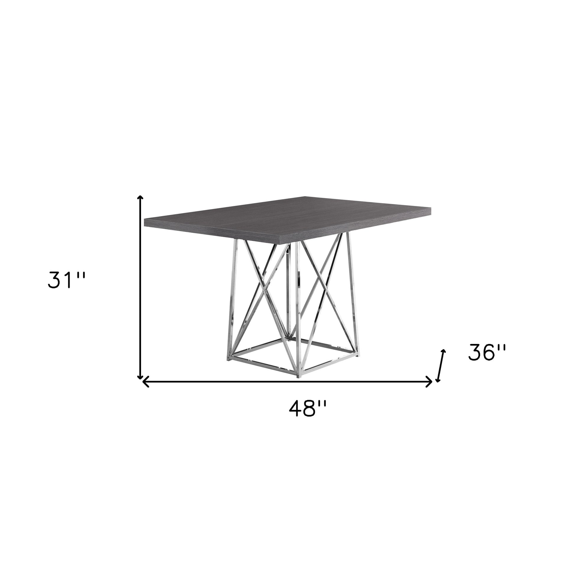 48" Taupe And Silver Metal Dining Table - Loft&Timber