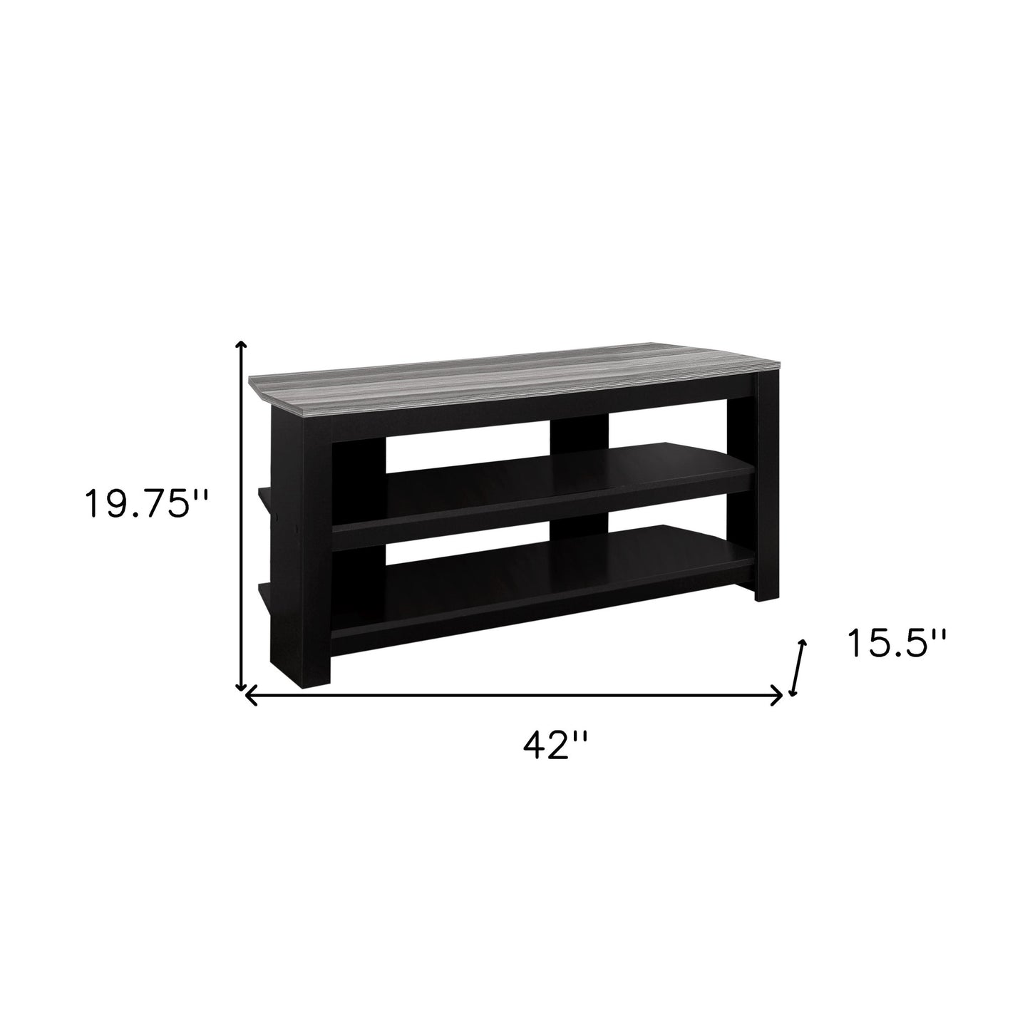 42" Black and Gray Open Shelving TV Stand-3