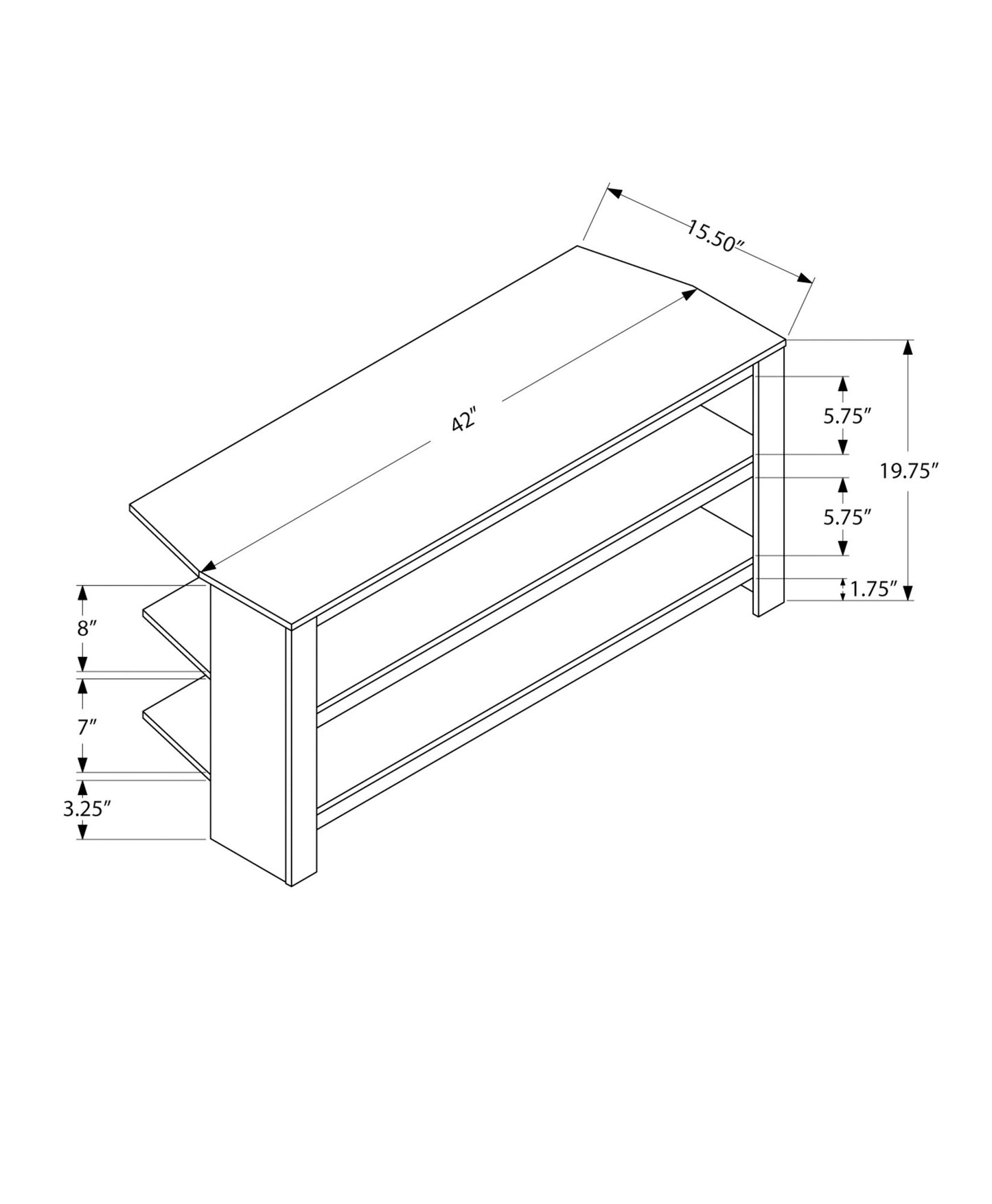 42" Brown Open Shelving TV Stand-4