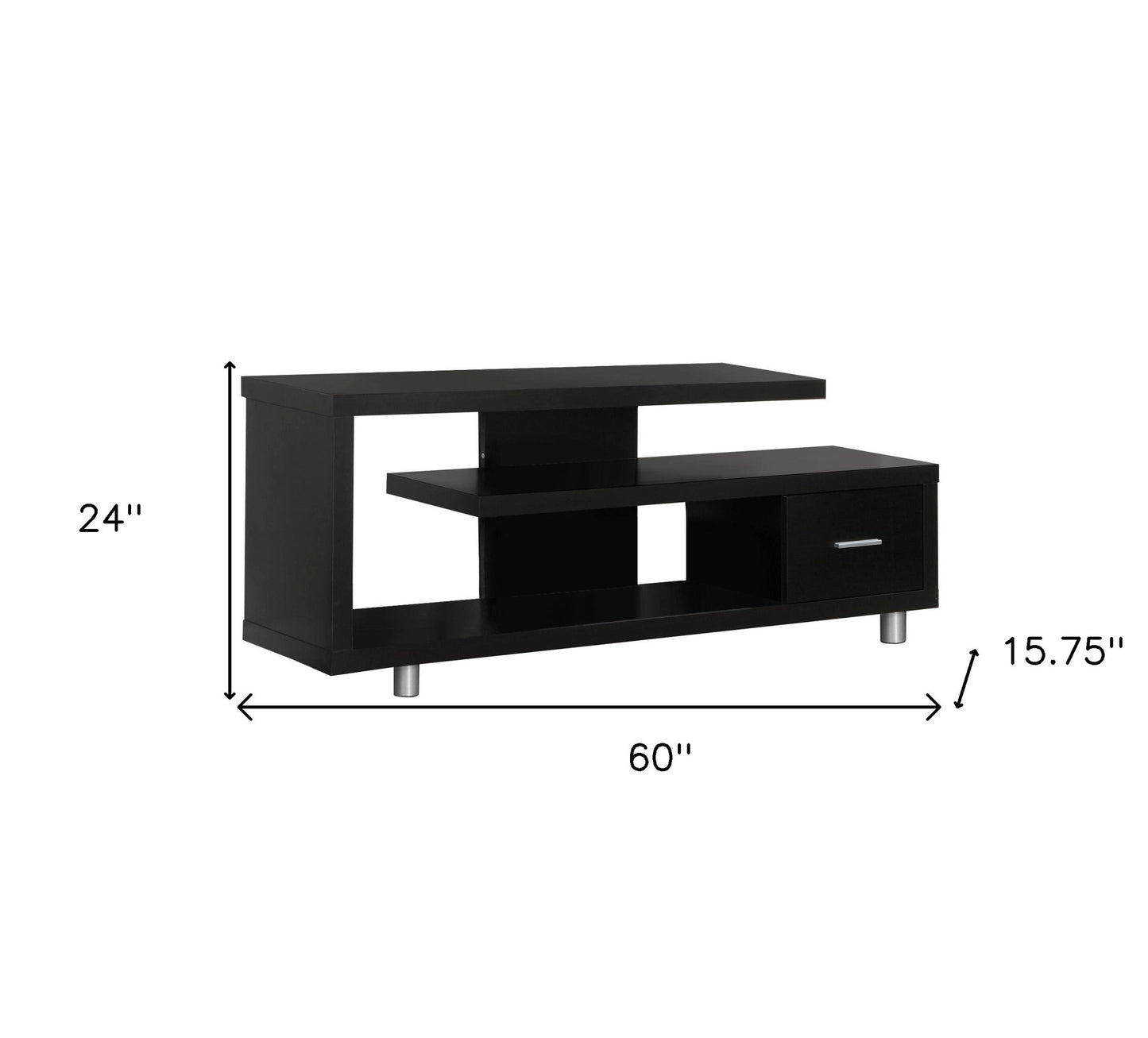 60" Dark Brown Cabinet Enclosed Storage TV Stand-2