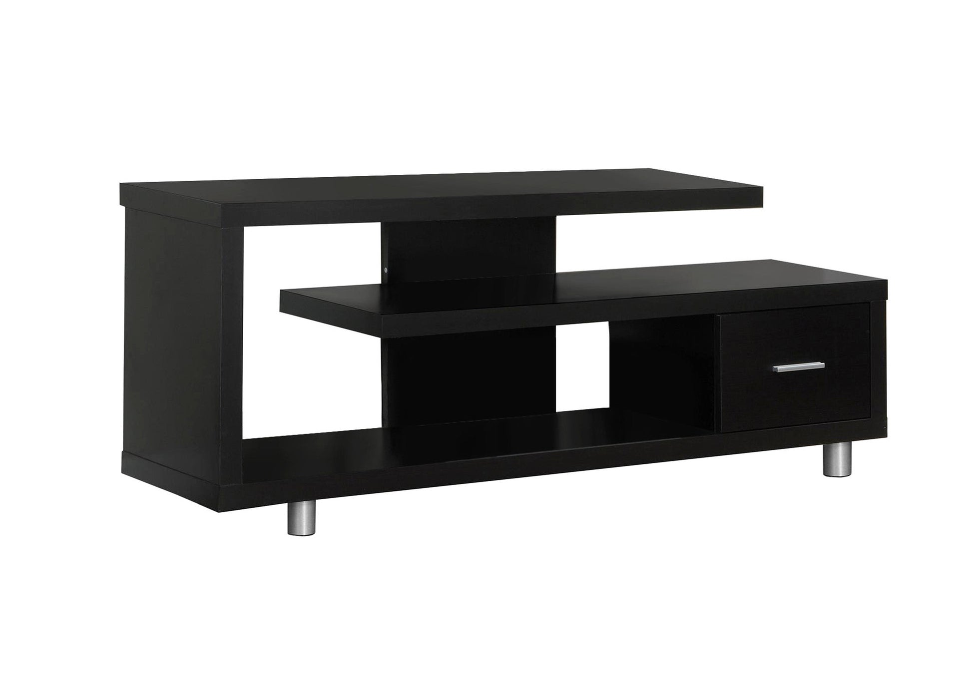 60" Dark Brown Cabinet Enclosed Storage TV Stand-3