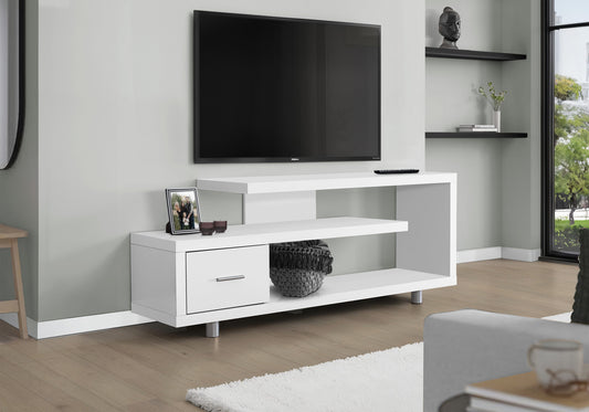 60" White Open Shelving TV Stand-6