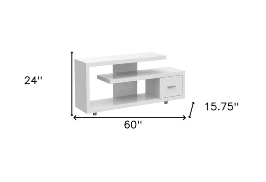 60" White Open Shelving TV Stand-1
