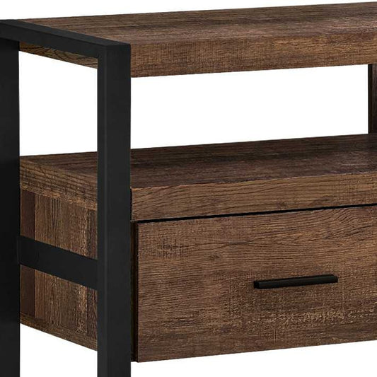 59" Brown and Black Cabinet Enclosed Storage TV Stand-1