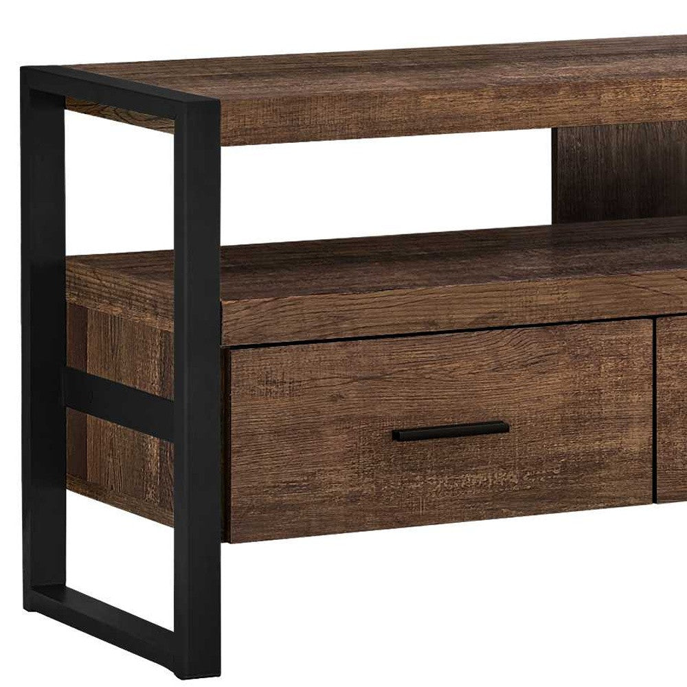 59" Brown and Black Cabinet Enclosed Storage TV Stand-2
