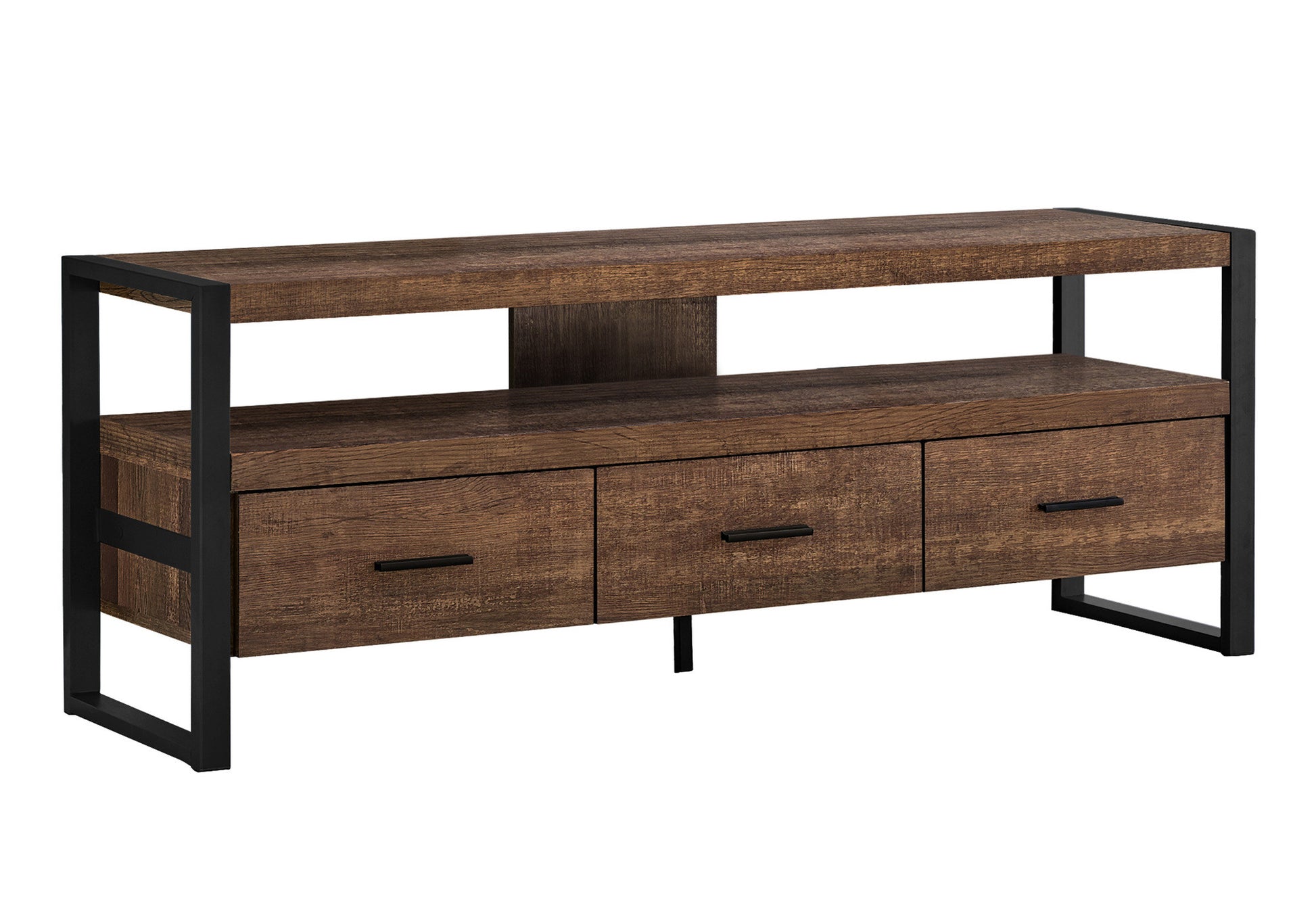 59" Brown and Black Cabinet Enclosed Storage TV Stand-4