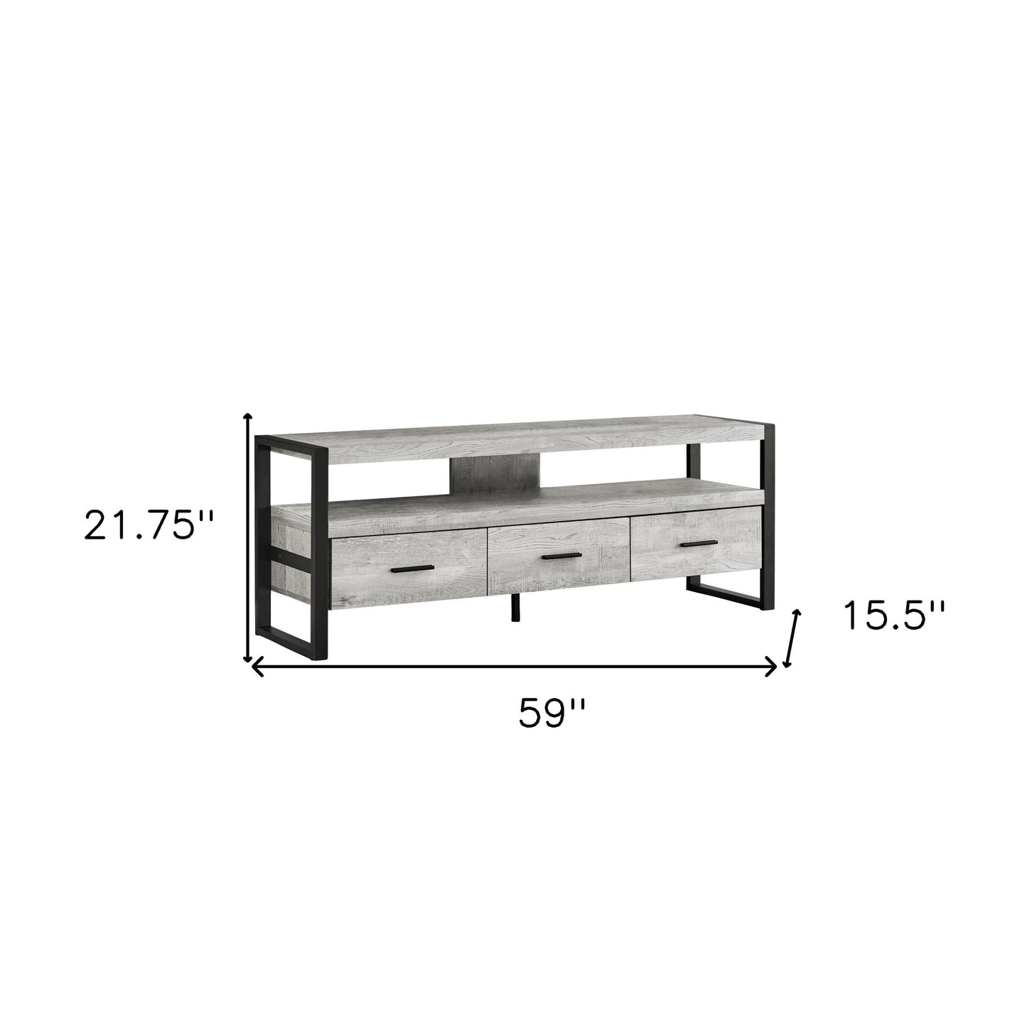 59" Black and Gray Cabinet Enclosed Storage TV Stand-3