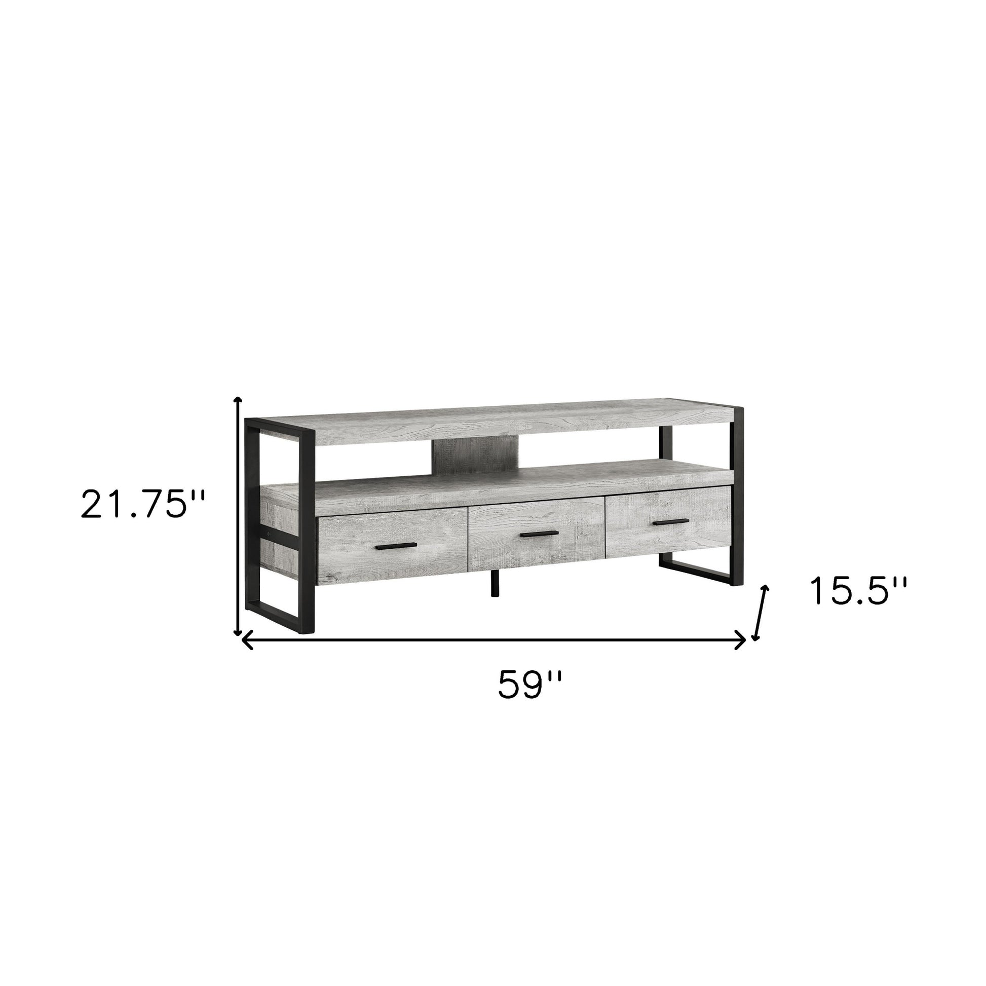 59" Black and Gray Cabinet Enclosed Storage TV Stand-3