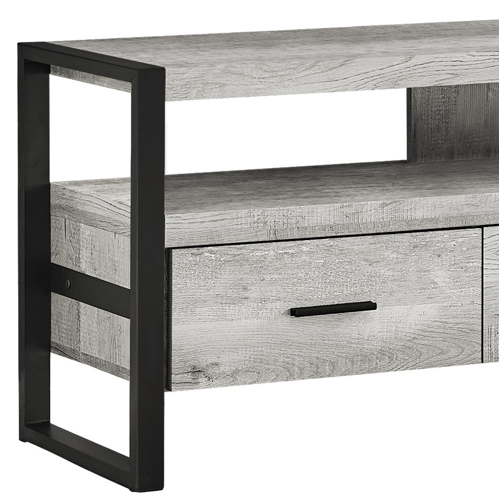 59" Black and Gray Cabinet Enclosed Storage TV Stand-2