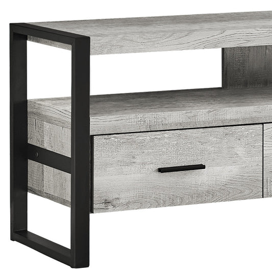 59" Black and Gray Cabinet Enclosed Storage TV Stand-2