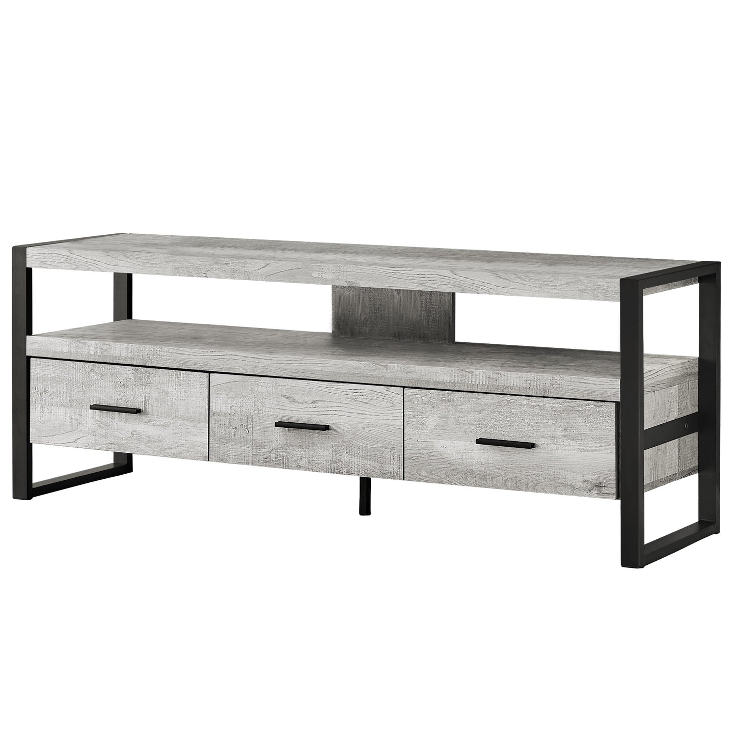 59" Black and Gray Cabinet Enclosed Storage TV Stand-1